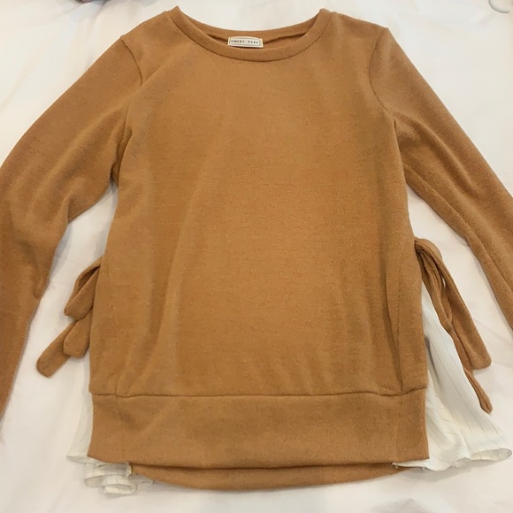 Mustard sweater with faux under blouse - Picture 1 of 3